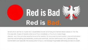 Grafika przedstawiająca symbolikę frazy red is bad co to znaczy z elementami czerwonego koloru i symbolami