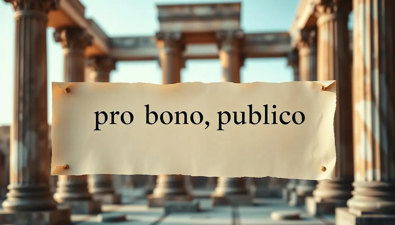 Łacińskie wyrażenie pro bono co to znaczy na tle starożytnych kolumn