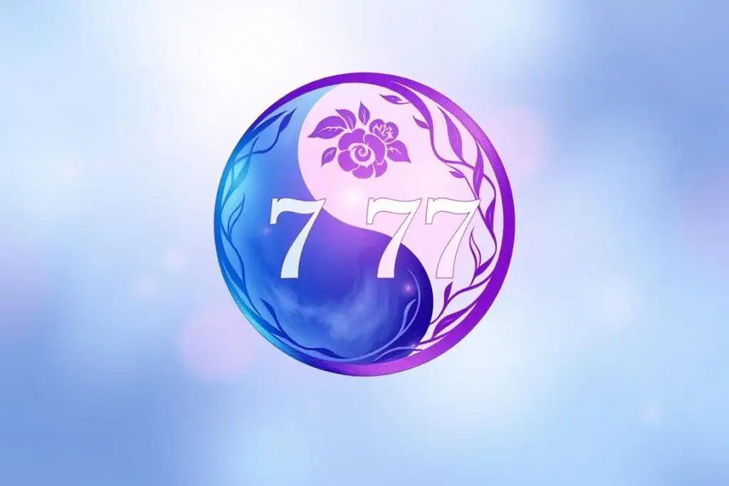 Symbol yin-yang z liczbą 777 reprezentujący równowagę w miłości