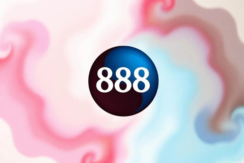 Symbol yin-yang z liczbą 888 w centrum, reprezentujący harmonię i równowagę w związkach