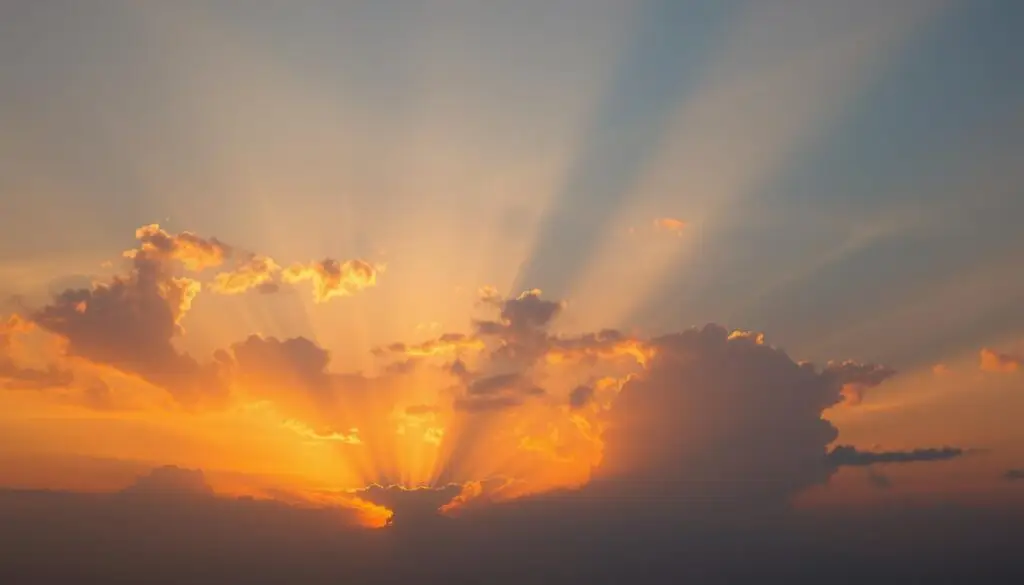 Zachód słońca z symboliczną liczbą 333 na niebie, reprezentujący harmonię i duchowe przewodnictwo w miłości