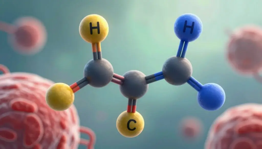A highly detailed molecular structure of ATP, showcasing its three phosphate groups, ribose sugar, and adenine base. The foreground features a close-up image of the ATP molecule with vibrant colors highlighting key components—phosphate groups in bright yellow, ribose in rich red, and adenine in deep blue. In the middle, a softly blurred representation of a cell environment surrounds the ATP, symbolizing its biological context. The background fades into a subtle gradient of soft green and blue, evoking an organic atmosphere. Use dramatic lighting to create depth, with a slight backlight illuminating the ATP structure for emphasis. The entire composition conveys a sense of scientific wonder and the vital role of ATP in energy production.